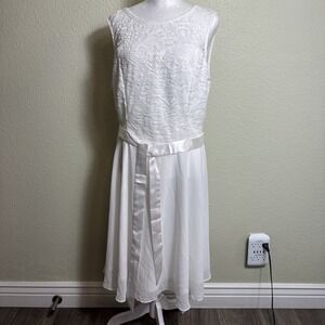Berrylove NWT Women's Dress White Size 2X Lace Back Zip Sleeveless Tie Stretch